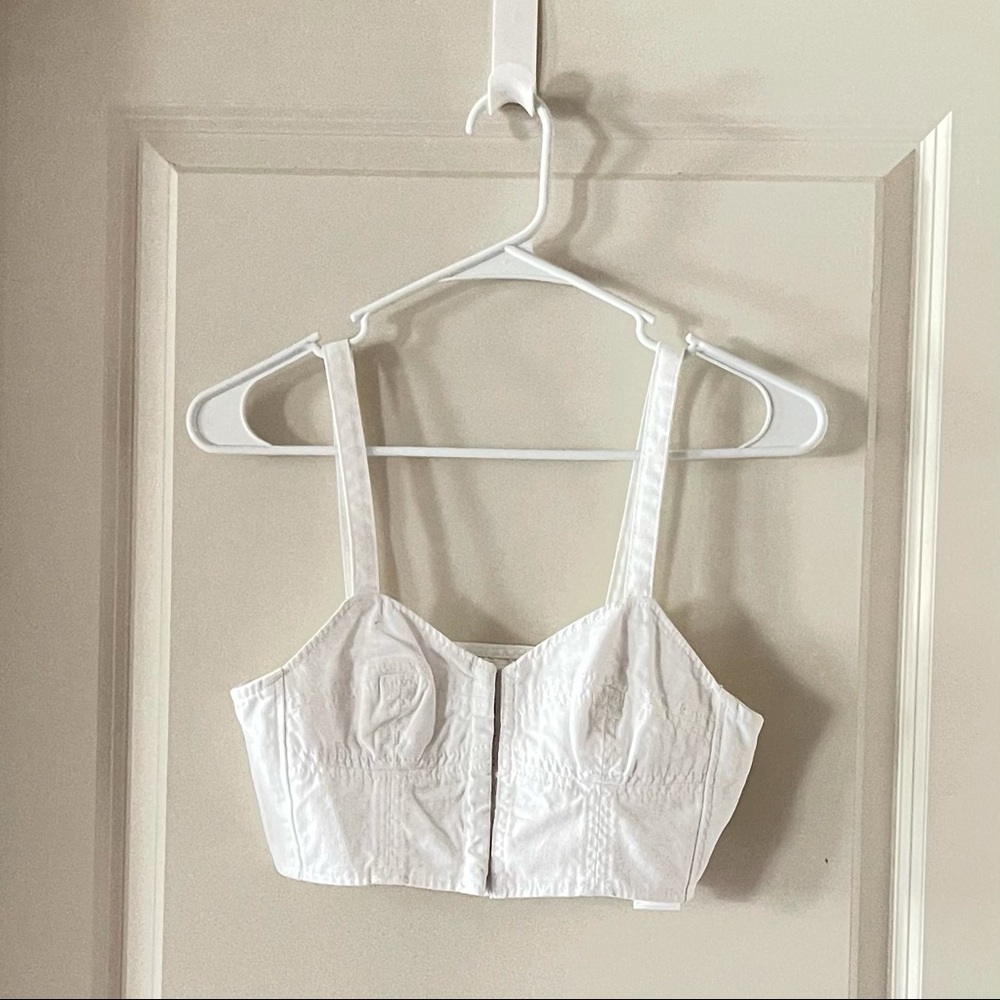 UO White Bustier Cropped Top